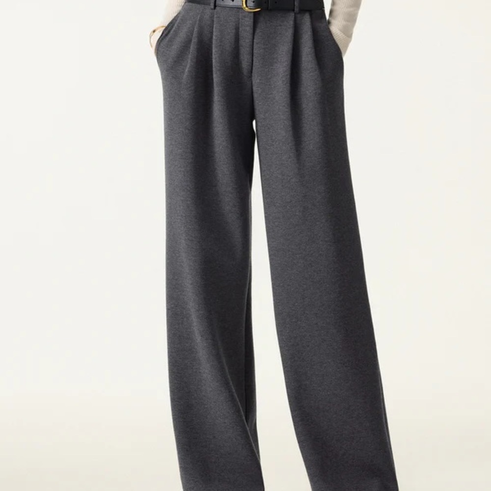 OGL Cozy Warm High Rise Wide Leg Trousers w/ Pockets in Heather Black XL NWT